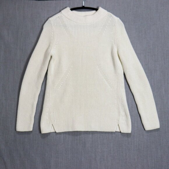 Talbots Rib Knit Sweater Womens M Pullover Crewneck Cotton Long Line Apris Ski - Picture 10 of 14